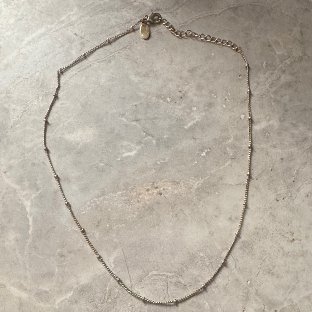 Minimalist Silver Bead Station Necklace for Women